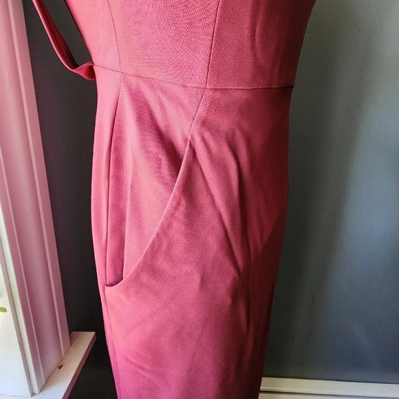 Dessy Collection Draped Backless Crepe Dress with Pockets - Style 3061 - Picture 4 of 6